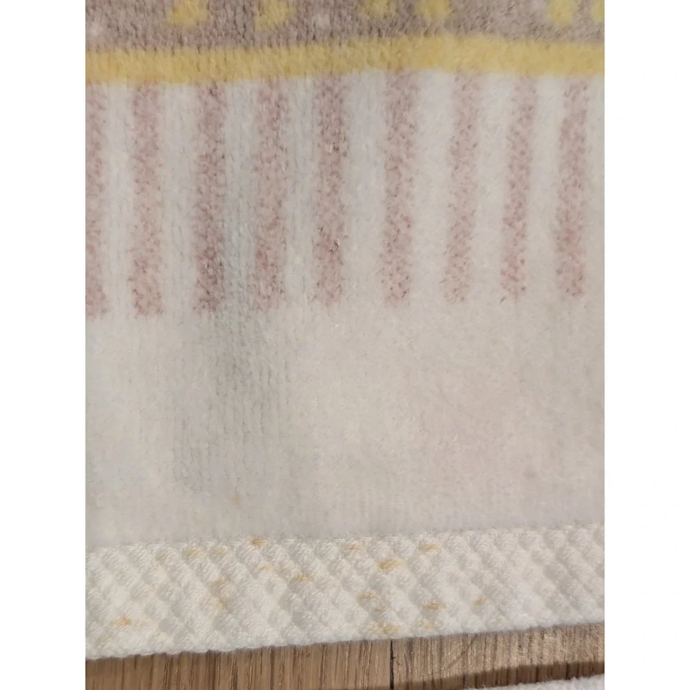 VTG Fieldcrest White Geese Brown Pink Yellow 3 Piece Bath Towel Set